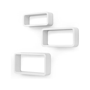 Wandplank Set van 3 kubusplanken Laad 15 kg lengte 44 cm 39 cm 34 cm 34 cm wit