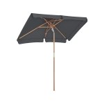 Balkonparasol, 200 x 125 cm, rechthoekige zonwering voor het balkon, zonbeschermingsfactor UPF 50+, met ribben van hout, knikbaar, zonder standaard, 200 x 125 cm, grijs