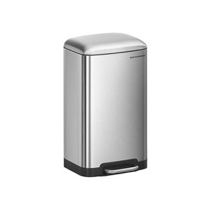 30 liter afvalbak, stalen emmer met binnenste emmer en deksel, zachte close, luchtdicht, voor keuken, woonkamer