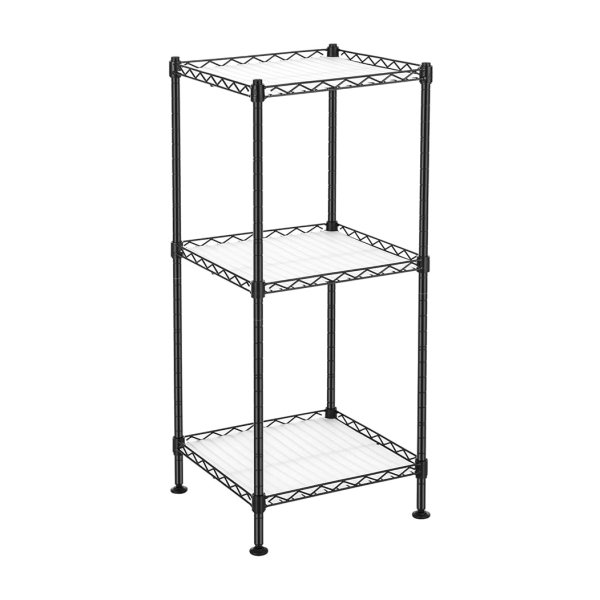 Badkamerplank, 3 niveaus, metalen planksysteem, totale belastingscapaciteit tot 60 kg, met 3 pp vellen, 30 x 30 x 73 cm, uitbreidbaar, voor kleine ruimtes, zwarte
