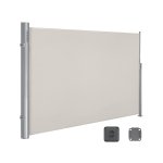 Laterale legeringstent in aluminiumlegering, uitbreidbaar, 180 x 300 cm, fringer, parasol, schaduw, buitentent, balkon, terras en tuin, beige