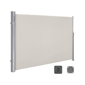 Laterale legeringstent in aluminiumlegering, uitbreidbaar, 180 x 300 cm, fringer, parasol, schaduw, buitentent, balkon, terras en tuin, beige