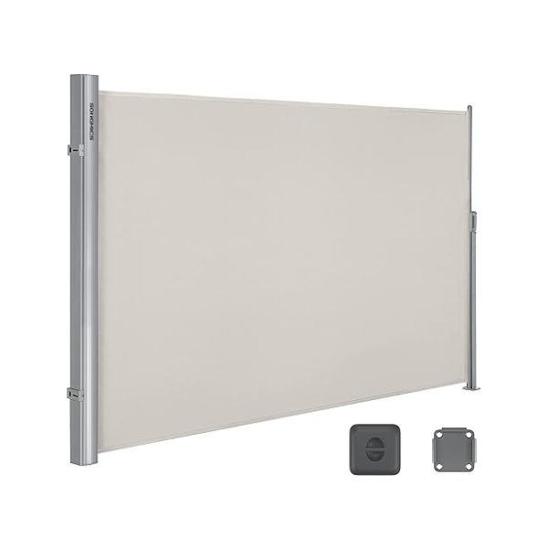 Laterale legeringstent in aluminiumlegering, uitbreidbaar, 180 x 300 cm, fringer, parasol, schaduw, buitentent, balkon, terras en tuin, beige
