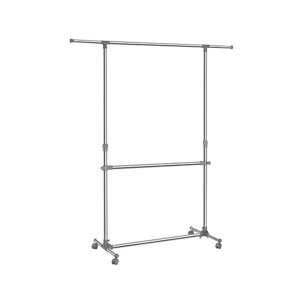 Kledingrek - Dubbel Design - Verrijdbaar - Verstelbaar - Zilverkleurig