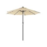 Paraplu met zonne -LED -verlichting, UV -bescherming tot UPF 50+, buigbaar, met Crank om te openen en te sluiten, zonder stand