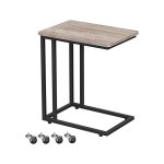 Bijzettafel, nachtkastje, banktafel op wielen, 50 x 35 x 60 cm, salontafel, gemakkelijk te monteren, stabiel, metalen frame, industrieel ontwerp, grijszwart