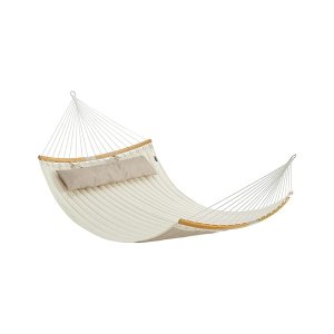 Hangmat voor 2 personen opgevuld met gediviseerbare bamboe gebogen spreidbars met kussen Oxford Fabric 200 x 140 cm tot 225 kg lading Beige Hangock voor 2 personen opgevuld met opgevuld met opgevuld met