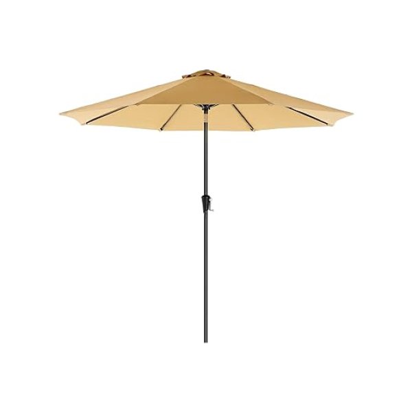 Parasol 3 m Diameter Zonschaduw Octagonal Tuin Parasol Polyester opvouwbaar met Crank zonder statief buiten voor tuin, balkon en patio, taupe
