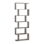 boekenkast, boekenplank, 6 verdiepingen tellende, vrijstaande, kantoorplank, decoratieve plank, voor display, modern, voor woonkamer, slaapkamer, kantoor, greige