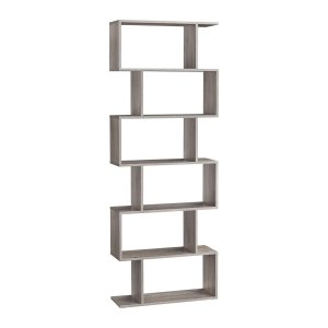 boekenkast, boekenplank, 6 verdiepingen tellende, vrijstaande, kantoorplank, decoratieve plank, voor display, modern, voor woonkamer, slaapkamer, kantoor, greige