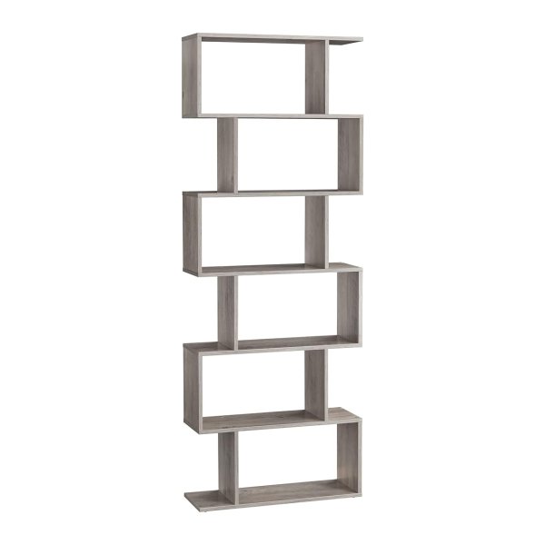 boekenkast, boekenplank, 6 verdiepingen tellende, vrijstaande, kantoorplank, decoratieve plank, voor display, modern, voor woonkamer, slaapkamer, kantoor, greige
