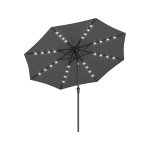 3 m tuin parasol paraplu, 32 LED-lichten op zonne-energie, UPF 50+, 30 ° dubbel-tilt systeem, balkon buiten terras zwembad, zonder basis, grijze