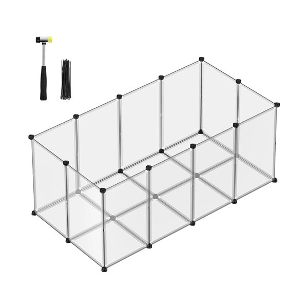 Outdoor -behuizing met basisplaten, playpen en cavia's, plastic hek voor hamsters, konijnen, egels, 145 x 72 x 57 cm, wit