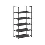 Schoenenrek, 5 niveaus, schoenenrek, schoenenhouder, smalle 28 x 45 x 89 cm, metalen frame, niet-geweven stoffen planken voor gang, slaapkamer, zwarte