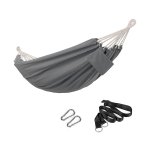 Hangmat 210 x 150 cm Dubbele hangmat 300 kg Laadcapaciteit voor patio, balkon, tuin, buiten, camping, met draagtas, bevestigingsbanden en karabijnhaken, grijze