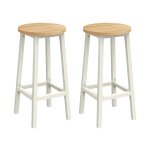 Bar Stool 2 stuks keukenstoel Hoge stoel metalen frame eenvoudig Montage met voetsteun voor keuken woonkamer eetkamer beige eiken witte klassieker