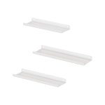 Metalen wandplanken, set van 3, drijvende planken, industriële stijl, voor decoraties, fotolijsten, snuisterijen, 6 schroeven inbegrepen, meerdere divisies, witte LFS012W01