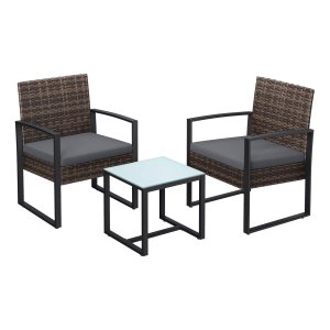 Moderne Balkonmeubel en Tuinmeubel Set - Loungeset Ideaal voor Balkon en Tuin - Bruin / Grijs