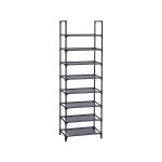 Schoenenrek, 8 niveaus, schoenenrek, schoenhouder, smalle 46 x 28 x 145 cm, metalen frame, niet-geweven stoffen planken voor gang, slaapkamer, grijs
