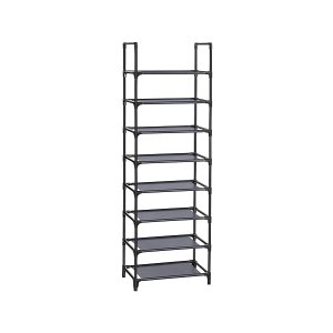 Schoenenrek, 8 niveaus, schoenenrek, schoenhouder, smalle 46 x 28 x 145 cm, metalen frame, niet-geweven stoffen planken voor gang, slaapkamer, grijs