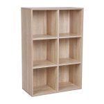 6-POCKET BOEKCAST WOODEN SPLOK CUBE RACK opslagrek 65,5 x 97,5 x 30 cm eiken look