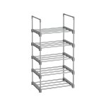 5-laags schoenenrek metalen schoenenrek stapelbare ruimte reddende schoenenrek multifunctionele staande plank voor gang slaapkamer woonkamer grijs