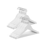 20 stuks kinderkleding gemaakt van massief hout, houten kledinghanger voor kinderen met niet-slip broekbalk en inkepingen, 360 ° roterende haak, 35 x 1,2 x 20 cm, witte CRW06W-20