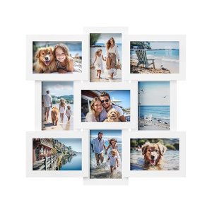 Afbeeldingsframe Collage voor 9 foto's in 4x6, fotolijsten, fotoset, glas, montage vereist, muur gemonteerd, familiefoto's, MDF, Cloud White