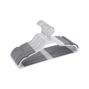 Kleerhangers met platte bovenkant, 360° draaibare haak, antislip strepen, zeer duurzaam, voor jassen, overhemden, mantels, tops, grijs, 20 stuks