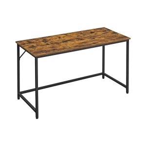 55.1-inch Computer Writing Desk, Home Office Small Study Workstation, industriële stijl PC-laptoptafel, stalen frame, Rustic Brown + Black