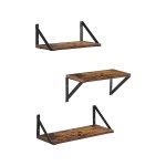 Muurplank set van 3 zwevende plank hoge glans afwerking voor decoratieve items fotolijsten slaapkamer woonkamer keuken badkamer vintage bruin black