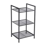Metalen badkamerplank, keukenplank, 3 niveaus, badkamerplank, staande plank, plantenplank, uitbreidbaar, verstelbare planken, industrieel ontwerp, voor badkamer, keuken, zwarte