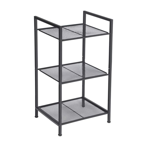 Metalen badkamerplank, keukenplank, 3 niveaus, badkamerplank, staande plank, plantenplank, uitbreidbaar, verstelbare planken, industrieel ontwerp, voor badkamer, keuken, zwarte