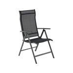 Klapperende tuinstoel, buitenstoel met duurzame aluminiumstructuur, 8-hoek liggende rugleuning, max.Capaciteit 150 kg, zwarte