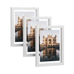 Set van 3 zwevende fotolijsten voor foto's 8 x 10 inch 2 glazen panelen voor staande, hangende, witte