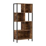 Bookshelf, boekenkast, kubusopslagrek, kamerverdeler met stalen frame, kinderkamer, keuken, woonkamer, thuiskantoor, industriële stijl, rustiek bruin en zwart
