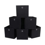 Opbergdozen, set van 6, vouwstofboxen, niet-geweven, kubussen, opbergmanden, organisator voor speelgoed, kleding, gevlekte, zwarte .6-stuk