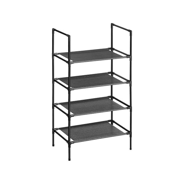 Schoenenrek, 4 niveaus, schoenenrek, schoenenhouder, smalle 28 x 45 x 80 cm, metalen frame, niet-geweven stofplanken voor gang, slaapkamer, zwarte