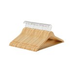30 stuks houten kledinghangers met groeven op schouders, niet-slip broekbalk en 360 ° roterende haak voor bovenkleding en jassen, natuurlijke