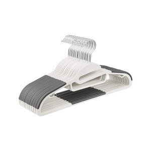 Hangers, pak van 20 plastic hangers, goede laadcapaciteit, S-vormige opening, niet-slip, dikte 0,5 cm, ruimtebesparing, haak 360 ° roteerbaar, 41,5 cm lang, wit donkergrijze