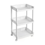 Rolling trolley opbergeenheid met 3 planken voor keuken badkamer kelder