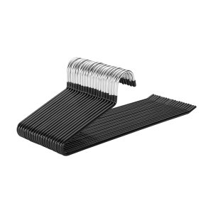 Pack van 20 metalen jas hangers, broekhangers, diameter 5 mm, zwart, 38 cm