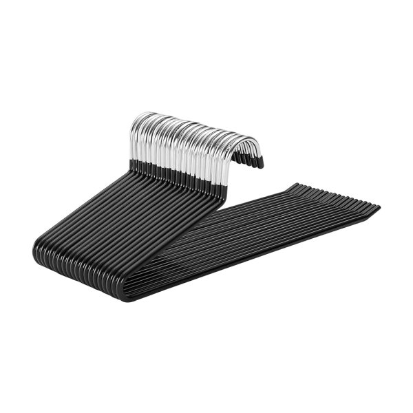Pack van 20 metalen jas hangers, broekhangers, diameter 5 mm, zwart, 38 cm