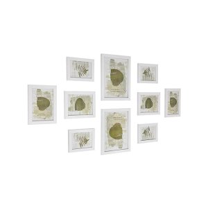 Fotoframes set van 10 fotolijsten - 2 stuks 20 x 25 cm, 4 stuks 13 x 18 cm en 4 stuks 10 x 15 cm houten rand wit rpf310w