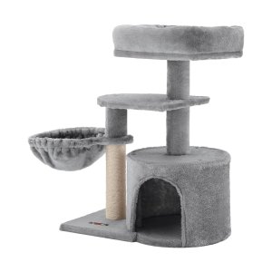 Katboom, kleine kattentoren, kitten krabpaal, lichtgrijs