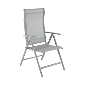 Tuinstoel, vouwstoel, buitenstoel met robuust aluminium frame, rugleuning 8-stappen verstelbaar, maximale belasting 120 kg, grijze