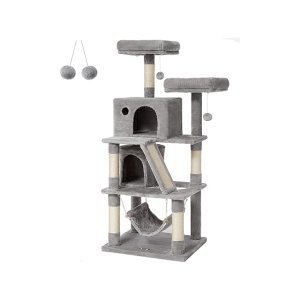 krabpaal, krabpaal met 2 knuffelholen, 155 cm, lichtgrijs