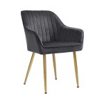 Eetkamer stoel lounge stoel met armleuning fluweel deksel stoel breedte 49 cm lading 110 kg metalen benen voor eetkamer keuken