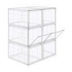 Schoenendoos, stapelbare schoenorganisator, plastic doos met transparante deur, schoenopslag, gemakkelijk te monteren, set van 6, 28 x 36 x 22 cm, voor schoenen tot maat 46, transparant