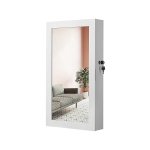 Afsluitbare sieradenkast Armoire met spiegel, muur gemonteerde ruimtebesparende sieradenopslagorganisator, kerstcadeaus, witte